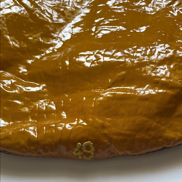 49 Square Miles Vibrant Yellow Leather Shoulder Bag with Glossy Finish - Picture 2 of 13